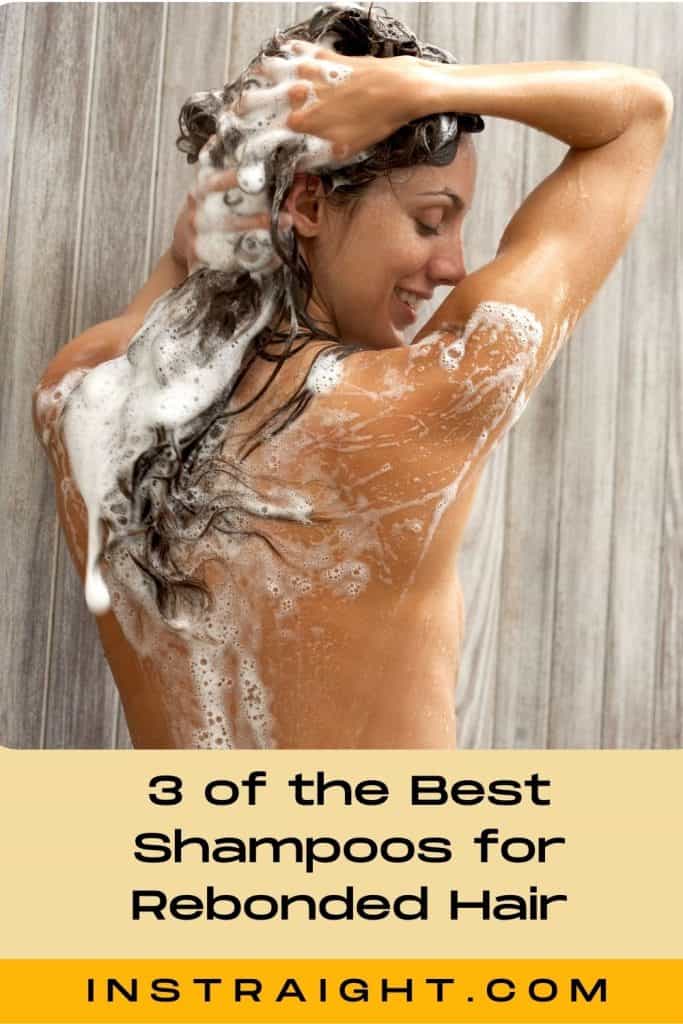 lady taking shower and using a shampoo for rebonded hair